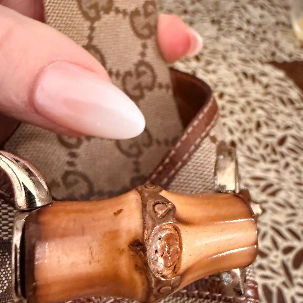 Vintage Gucci Brown Bamboo Logo Mules - Picture 9 of 15